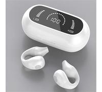 FAFOUR Ear-Clip Headphones Bluetooth 5.3, Painless Wireless Open Ear Clip on Headphone,Waterproof Mini Sport Running Earring Earphone, Noise Cancelling HiFi Quality Long Battery Life (White)