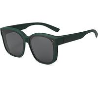 FAFOUR Snapshades Fit over Glasses, Sunglasses That Fit over Regular Glasses, Polarized Unisex Wrap-Around Sunglasses Square Sunnies (Green)