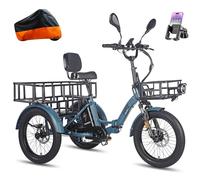 Fafrees 2025 F20 MATE 3 Wheel Electric Trike for Adults UK | 48V 23.45Ah Removable Battery, 20x3.0 Fat Tyres Foldable Electric Tricycle Cargo Ebike (Extended Rear+ Front+STD Rear Rack, Blue)