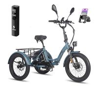 Fafrees 2025 F20 MATE Electric Trike for Adults UK, 48V 21Ah Removable Battery 65-115KM Range | 20x3.0 Fat Tyres Electric Tricycle, Foldable Cargo Ebike Dual Suspension (BLUE+STD REAR BASKET)