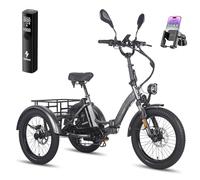 Fafrees 2025 F20 MATE Electric Trike for Adults UK, 48V 21Ah Removable Battery 65-115KM Range | 20x3.0 Fat Tyres Electric Tricycle, Foldable Cargo Ebike Dual Suspension (BLACK+STD REAR BASKET)