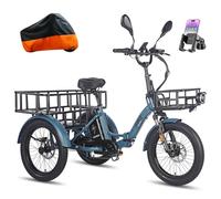 Fafrees 3-Wheel Electric Trike for Adults UK 2025 F20 MATE, 1008Wh/48V 21Ah Battery for 65-115KM | 20x3.0 Fat Tyres Cargo Ebike, Foldable Electric Tricycle Hydraulic Brakes (BLUE-LG+STD REAR+FRONT)