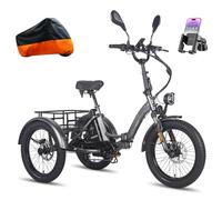 Fafrees 3-Wheel Electric Trike for Adults UK 2025 F20 MATE, 1008Wh/48V 21Ah Battery for 65-115KM | 20x3.0 Fat Tyres Cargo Ebike, Foldable Electric Tricycle Hydraulic Brakes (BLACK-STD REAR)