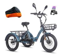 Fafrees 3-Wheel Electric Trike for Adults UK 2025 F20 MATE, 1008Wh/48V 21Ah Battery for 65-115KM | 20x3.0 Fat Tyres Cargo Ebike, Foldable Electric Tricycle Hydraulic Brakes (BLUE-STD REAR+FRONT)