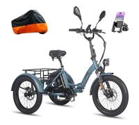 Fafrees 3-Wheel Electric Trike for Adults UK 2025 F20 MATE, 1008Wh/48V 21Ah Battery for 65-115KM | 20x3.0 Fat Tyres Cargo Ebike, Foldable Electric Tricycle Hydraulic Brakes (BLUE-STD REAR)