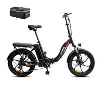 Fafrees Electric Bike, 20" Folding Electric Bikes for Adults, 36V 18AH Removable Battery Ebike 90KM Mileage Pedal Assist, 3.0" Fat Tire Electric Bike for Man Women, F20 Black