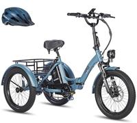Fafrees Electric Bike for Adults Folding Electric Trike, 48V 18.2Ah Removable Battery for 70KM Mileage, 20 * 3.0 INCHES Fat Tire Cargo Ebike Dual Suspension, F20 Mate Electric Tricycle 2024 (blue)