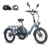 Fafrees Electric Tricycle Bike, 20 * 3.0 Inch Folding Fatbike, 48V/21Ah Removable Battery, Electric Cargo Trike for Adult Senior, Range 85-115KM, F20 MATE 2025, Blue