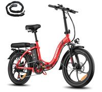 Fafrees F20 Folding Electric Bike for Adults, 36V 16Ah Removable Battery Ebike for Men and Ladies, 20 * 3.0 INCHES Fat Tire Pedal Assist E Bike, UK Stock (Bike Cover, Red)
