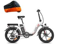 Fafrees F20 Folding Electric Bike for Adults, 36V 16Ah Removable Battery Ebike for Men and Ladies, 20 * 3.0 INCHES Fat Tire Pedal Assist E Bike, UK Stock (Compact Rack Bag, White)