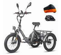 Fafrees F20 Mate Electric Cycle Tricycle, 20 * 3.0 Inch Fat Trye, All Terrain, 48V/21Ah Removable Battery, Power Assist 115 km, Foldling Electric Cargo Tricycle for Senior Adult, Grey