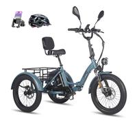 Fafrees F20 Mate Electric Tricycle, 20 * 3.0 Inch 3-Wheels Bike, 48V/23.45Ah Battery, Electric Cargo Trike for Adult Senior, Range 70-120KM, [L2e-P Certified] (Blue)