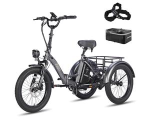 Fafrees F20 Mate Electric Tricycle for Adults, Electric Bike 48V 18.2Ah Removable Battery, 70km Range,20 x 3.0 Fat Tyres, Folding Electric Trike Cargo Ebike, Dual Suspension (Black)