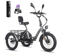 Fafrees F20 MATE Foldable Electric Tricycle for Adults | 3 Wheel Electric Trike Cargo Ebike, Hydraulic Brakes Dual Suspension, 23.45AH Long Range Battery (STD Rear Rack, Black)