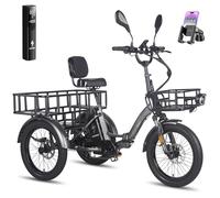 Fafrees F20 MATE Foldable Electric Tricycle for Adults | 3 Wheel Electric Trike Cargo Ebike, Hydraulic Brakes Dual Suspension, 23.45AH Long Range Battery (Extended Rear + Front + STD Rear Rack, Black)
