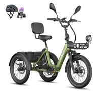Fafrees F20 Mate II Electric Bicycle Tricycle, 250W UK EAPC Cargo Electric Trike for Adults Seniors, Basket + Rear Rack, 15.5MPh, Power Assist up to 130-150km