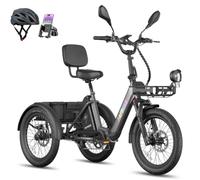 Fafrees F20 Mate II Electric Bicycle Tricycle, 250W UK EAPC Cargo Electric Trike for Adults Seniors, Basket + Rear Rack, 15.5MPh, Power Assist up to 130-150km