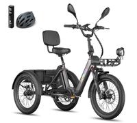 Fafrees F20 Mate II Electric Bicycle Tricycle UK, 25Ah 1200Wh Removable Battery, Basket + Rear Rack, 3-Wheel Bike, 15.5MPh, 250W Cargo Electric Trike for Adults Seniors, Range 75-150km, Black