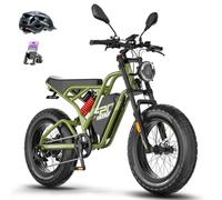 Fafrees F20 ULTRA Electric Bike, 20" x 5.0" Inch Tyre Off-Road E-Bike, 48V/25AH Battery, Full Suspension, Electric Mountain Bike for Women Men, Power assist 120KM (Green)