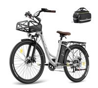 Fafrees F26 LASTING Electric Bike 26 Inch, 25AH/900Wh Battery Ebike, Basket, 250W Urban Electric Bicycle for Unisex Adults, 7-Speed, 15.5mph, Power Assist 120km