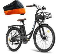 Fafrees F26 Lasting Electric Bike, 36V 25Ah Battery EAPC E Bike, 250W Step-Through Frame Electric Bikes for Adults, Front Suspension for Urban Commuting (BLACK, BIKE COVER)