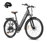 Fafrees F28 PRO Electric Bike for Adults, 16Ah Long-Range Battery, 27.5" Step-Through City E-Bike 250W Motor, 7-Speed Commuter Electric Bicycle, Suspension Fork (GWP Chain Lock, GREY)