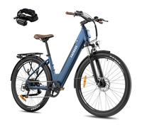 Fafrees F28 PRO Electric Bike for Adults, 16Ah Long-Range Battery, 27.5" Step-Through City E-Bike 250W Motor, 7-Speed Commuter Electric Bicycle, Suspension Fork (Chain Lock, BLUE)
