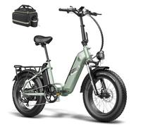 Fafrees FF20 Polar Folding Electric Bike, 10.4AH*2 Dual Battery Total 20.8Ah, 140km Range, 20x4.0 INCHES Fat Tyres, Pedal Assist EBike for Audlts (Green)