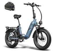 Fafrees FF20 Polar Folding Electric Bike, 998Wh Dual Battery, 140km Range, 20x4.0 INCHES Fat Tyres, Pedal Assist EBike for Audlts (Blue)