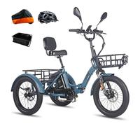 Fafrees [L2e-P Certified] F20 Mate Electric Bike Tricycle, 48V/23.45AH Battery, Folding Electric Cargo Trike for Adult Senior, Power Assist 120KM (Standard Rack+ Front Basket, Blue)