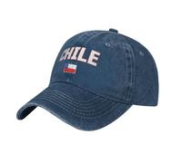 FAGIUCHI Chile Flag Cool Chilean Baseball Cap Navy Washed Denim Cotton Hats Unisex Vintage Caps