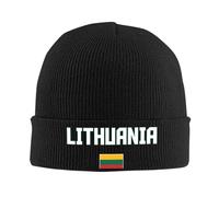FAGIUCHI Lithuania Flag Cool Lithuanian Winter Knitted Hat Beanie Cap Adult Warm Caps Black