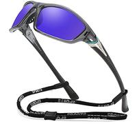 FAGUMA Sports Polarized Sunglasses For Men Cycling Driving Fishing 100% UV Protection, Grey Transparent Frame/Mazarine Lens（non-mirrored）