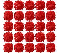 FagusHome 30 Pcs Silk Hydrangea Heads Artificial Flowers Heads and Stems Fake Hydrangea Flowers for Home Wedding Decor (Red)