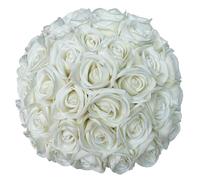 FagusHome 30 Pcs Silk Rose Artificial Flowers Roses Bulk Bouquet Fake Flowers Rose Heads with Stems for Home Wedding Decor (White)