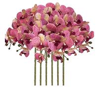 FagusHome 32 Inch Artificial Phalaenopsis Flowers 6 Pcs Artificial Orchid Flowers Stem Plants for Home Décor (Purple Dapple)