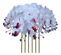 FagusHome 32 Inch Artificial Phalaenopsis Flowers 6 Pcs Artificial Orchid Flowers Stem Plants for Home Décor (Pure White)