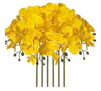 FagusHome 32 Inch Artificial Phalaenopsis Flowers 6 Pcs Artificial Orchid Flowers Stem Plants for Home Décor (Yellow)