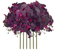 FagusHome 32 Inch Artificial Phalaenopsis Flowers 6 Pcs Artificial Orchid Flowers Stem Plants for Home Décor (Dark Purple)