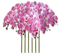 FagusHome 32 Inch Artificial Phalaenopsis Flowers 6 Pcs Artificial Orchid Flowers Stem Plants for Home Décor (Pink)