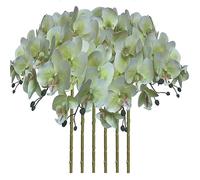 FagusHome 32 Inch Artificial Phalaenopsis Flowers 6 Pcs Artificial Orchid Flowers Stem Plants for Home Décor (Light Green)
