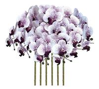 FagusHome 32 Inch Artificial Phalaenopsis Flowers 6 Pcs Artificial Orchid Flowers Stem Plants for Home Décor (Purple Core)