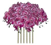 FagusHome 32 Inch Artificial Phalaenopsis Flowers 6 Pcs Artificial Orchid Flowers Stem Plants for Home Décor (Pink Piebald)