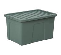 FAHAAM 60L Plastic Storage Box with Lid Large Plastic Storage Container Durable Utility Box plastic Storage Clear Box Nestable Container Box Kids Storage Box for Home. (33x60x40cm) (Moss Green)