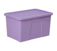 FAHAAM 60L Plastic Storage Box with Lid Large Plastic Storage Container Durable Utility Box plastic Storage Clear Box Nestable Container Box Kids Storage Box for Home. (33x60x40cm) (Lilac)
