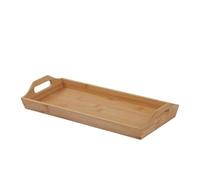 FAHAAM Bamboo Tray, Wooden Serving Platter Tray, Dinner Breakfast Tray, Portable Rectangle Tray Platters, Wooden Tray, Decorative Bamboo Serving Tray with Handle for Multiple Rooms & Kitchen.
