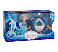 FAHAAM Blue Princess Horse and Carriage Toy Set with Magical Flashing Lights and Sounds, Doll As A Princess with Her Carriage, Kids Doll Playset Toys for Children. (L38 x W14 x H21.5cm)