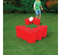 FAHAAM Giant Yard Pong and Basketball Game with 2 balls & 10 cups Giant Outdoor Lawn Beer Pong Game Set with Red Buckets giant Bucket Pong Outdoor Games Set for Lawn/Backyard/Beach/Parties. (38x19x19)