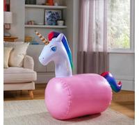 FAHAAM Inflatable Unicorn Space Hopper, Indoor/Outdoor Bouncer with Handles, 125L x 48W x 92H cm, Pink
