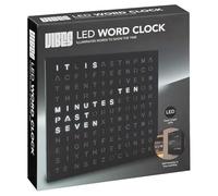 FAHAAM LED Word Clock with Illuminates Words to Show the Time, Desk Word Clock, Copper Black Led Light Up Word Clock, Square Desk Wall Clock, Unique Desk Clock for Living Room & Bedroom. (Black)